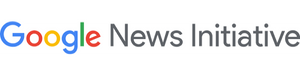 Google News Initiative logo with "Google" in blue, red, yellow and green and "News Initiative" in charcoal.