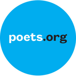 The Academy of American Poets' logo is a blue circle in which the URL poet.org appears with "poets" in white and ".org" in black.
